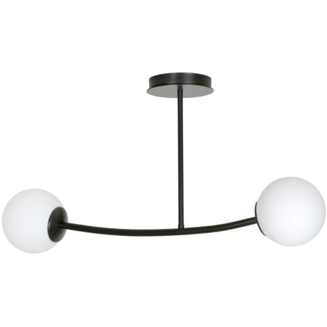 Plafonnier Emibig Halldor 2 noir, verre, dimmable 2xE14
