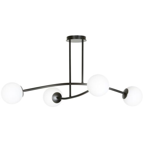 Plafonnier Emibig Halldor noir verre 4xE14 Ø108 cm