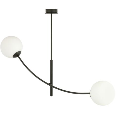 Plafonnier Emibig Hunter métal verre noir opale 2xE14
