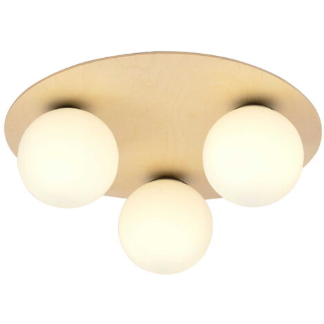 Plafonnier Emibig Kenzo 3B bois clair 3xE14 40 cm