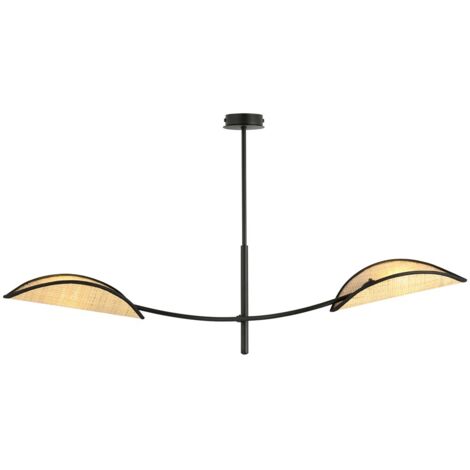 Plafonnier Emibig Lotus noir rotin 2xE14 103cm variable