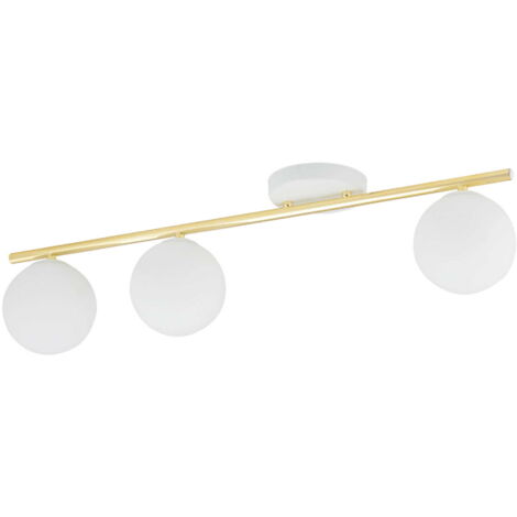 Plafonnier Emibig Monza 3 lampes 3xE14 doré/blanc métal