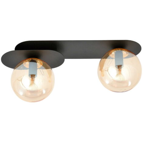 Plafonnier Emibig Plaza métal noir/miel 2xE14 45cm IP20