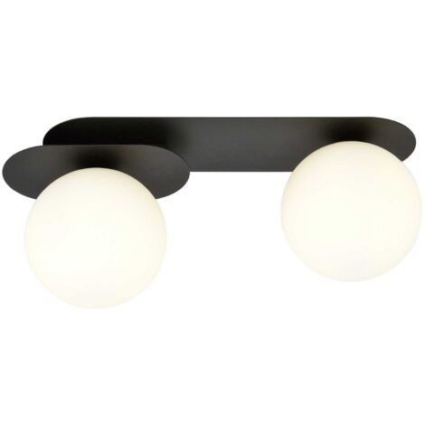Plafonnier Emibig Plaza métal noir/opal 2xE14 45cm