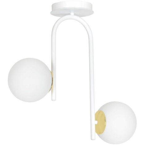 Plafonnier Emibig RAGNAR 2 blanc/or, verre, 2xE14 var.