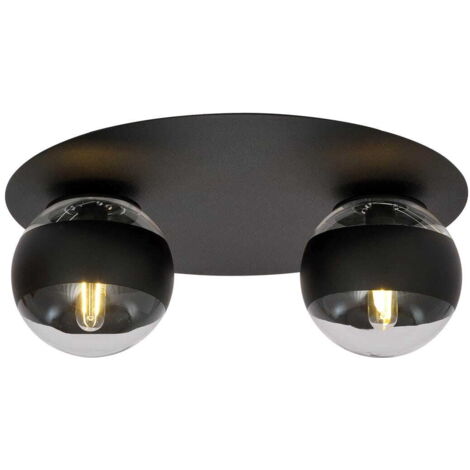 Plafonnier Emibig SOLAR 2 métal noir/verre 2xE14 43cm