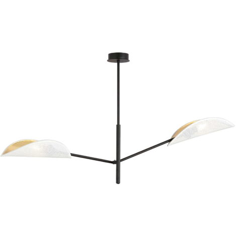 Plafonnier Emibig Vene 2xE14 blanc noir or métal