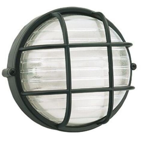 Plafonnier en aluminium moulé avec diffuseur en verre imprimé - Hauteur de la lampe : 155mm - IP54 noir