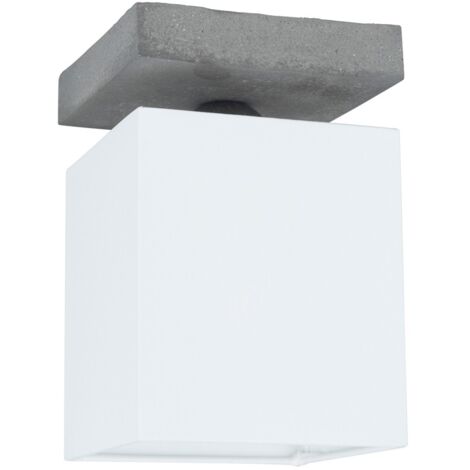 Plafonnier en Béton Gris Abat jours Blanc Cubique  1 Tête GREAT