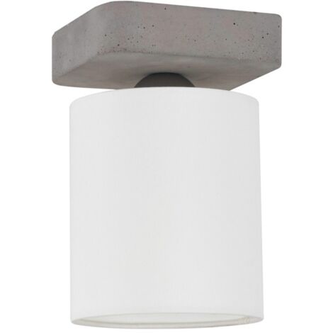 Plafonnier en Béton Gris Abat jours Blanc Cylindrique  1 Tête GREAT