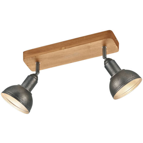 Plafonnier en bois Delhi Spots 2 lumières argent antique - 803400267