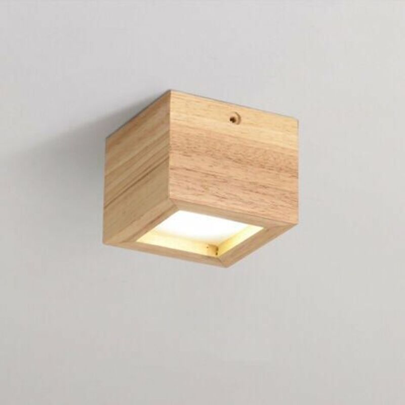 Plafonnier en bois massif carré de style japonais, lampe de plafond à LED moderne, salon de séjour nordique, chandelier décoré
