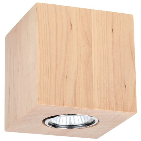 Plafonnier en Bouleau Naturel Design Cube pour 1 Ampoule WOODDREAM