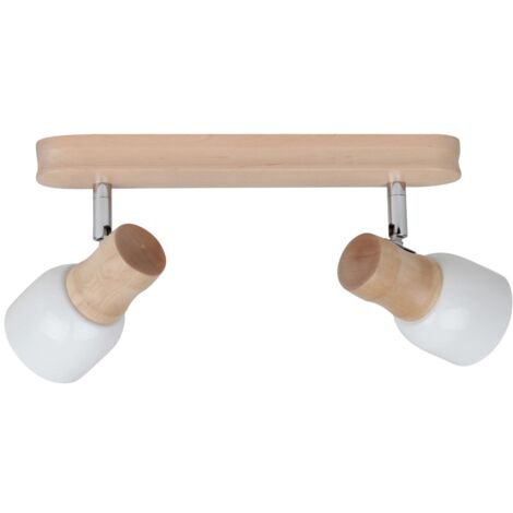 Plafonnier en Bouleau Naturel Design Scandinave 2 Douilles SVANTJE