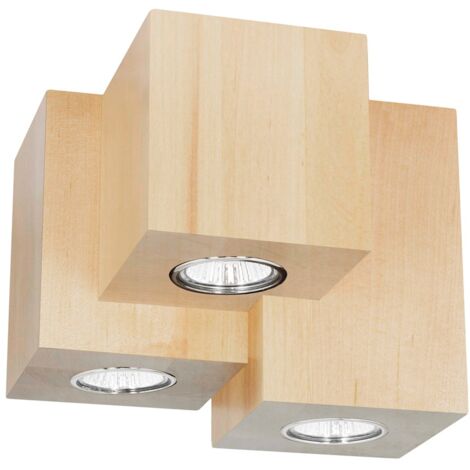Plafonnier en Bouleau Naturel Design Triple Cube pour 3 Ampoule WOODDREAM