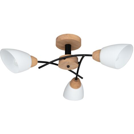 Plafonnier en Chêne huilé Design Industriel 3 Têtes VILETTA WOOD