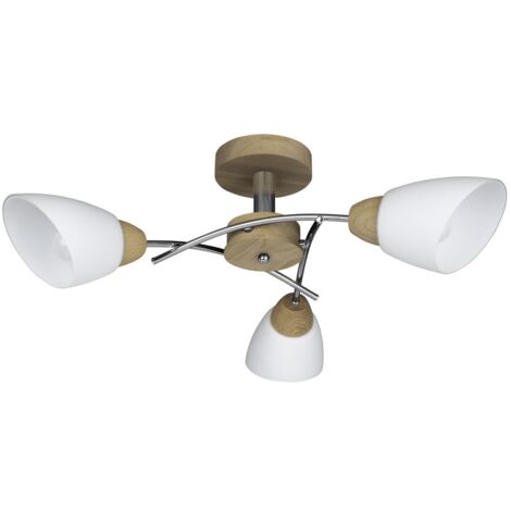 Plafonnier en Chêne huilé Design Rétro 3 Têtes VILETTA WOOD