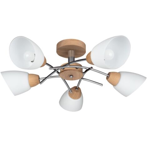 Plafonnier en Chêne huilé Design Rétro 5 Têtes VILETTA WOOD