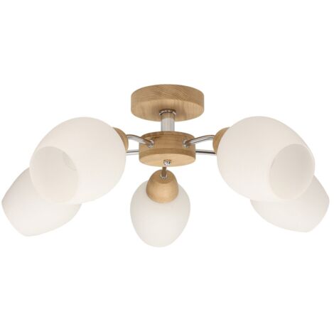 Plafonnier en Chêne huilé Design Scandinave 5 Têtes PARMA WOOD