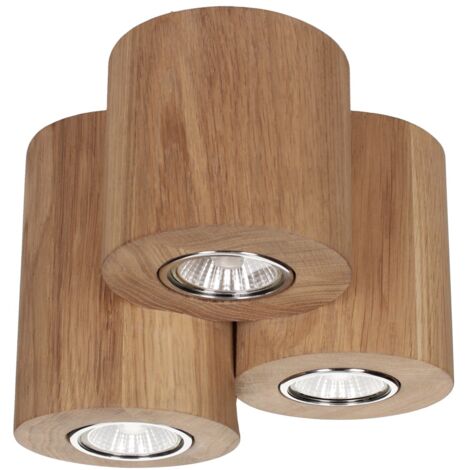 Plafonnier en Chêne Huilé Design Triple Cylindre avec 3 Ampoules WOODDREAM