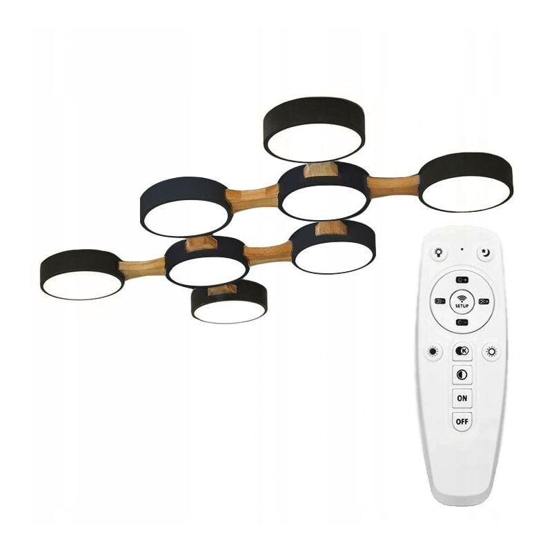 Plafonnier APP525-8C noir led + télécommande 8-POINTS de lumière 55X95CM