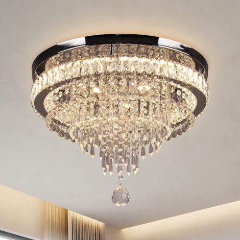 Plafonnier en cristal, éclairage décoratif LED pour salon, lampe de table pour îlot de cuisine, suspension semi-encastrée (40 cm, lumière chaude)