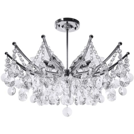 Plafonnier en cristal, lampe en cristal moderne Lustre en cristal à 6 lumières pour salle de séjour, salle à manger