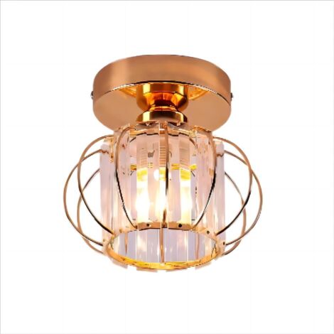 Plafonnier en Cristal Moderne Lampe de Plafond Rond en Métal Rose Ø18CM Convient pour Salon du Couloir - 1Pcs