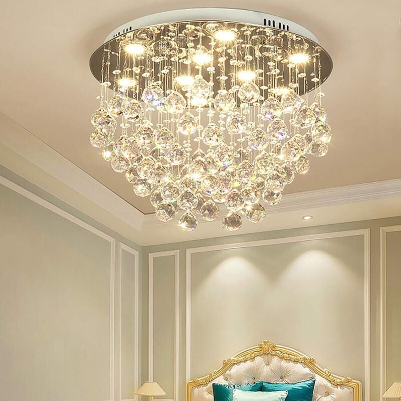 Plafonnier en Cristal Moderne led Lustre Éclairage de Plafond Suspendu de Luxe pour Salon Salle de Bain Chambre [Classe énergétique e]