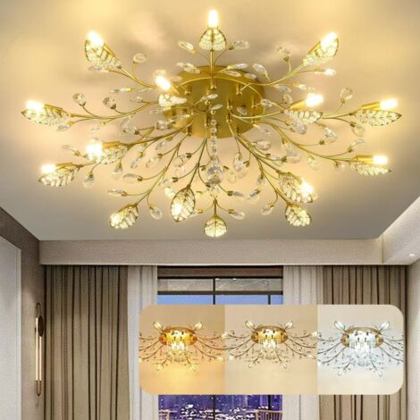 Plafonnier en cristal, plafonnier décoratif, lampe de table LED pour îlot central, lustre rétro pour salon, éclairage tricolore, G4/220V
