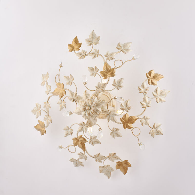 Bonetti Illumina - Plafonnier en fer ivoire doré clair à quatre lumières 60x h22 cm ivy Bonetti Illumina - Plafonnier en fer ivoire doré clair à quatre lumières 60x h22 cm ivy