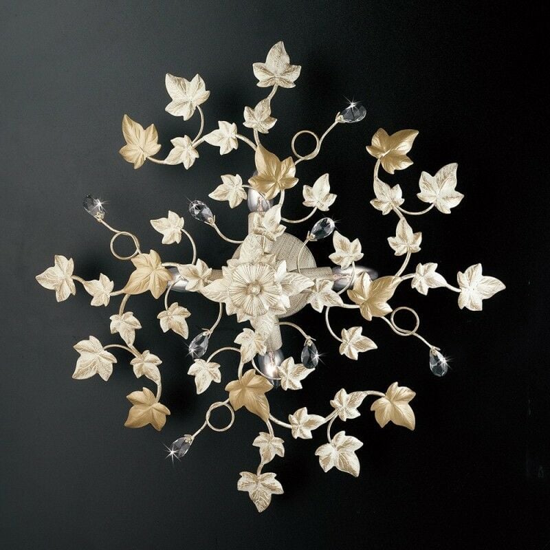 Bonetti Illumina - Plafonnier en fer ivoire doré clair à quatre lumières 60x h22 cm ivy