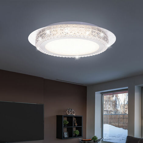 Plafonnier en feuille d'argent en cristal Plafonnier design de forme ronde, 1x circuit imprimé LED 18 watts 1600 lumens blanc neutre, DMxH 35x6,1cm, salon hall hall