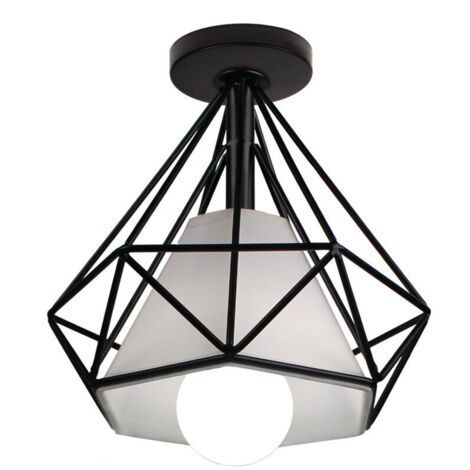 Plafonnier En Forme De Diamant Lustre Moderne Créatif Simple Ø20CM Pour Café Restaurant Salle À Manger Bar (Noir)