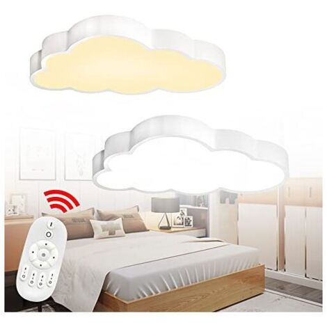 Plafonnier en forme de nuage, lampe de chambre d'enfant de 48 watts, motif dessin animé, avec télécommande, convient aux filles et aux bébés - intensité réglable.