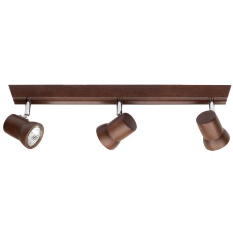 Plafonnier en Hêtre teinté Noyer 3 Ampoules Coordonné bois VENLA