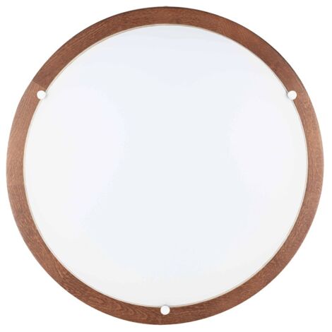 Plafonnier en Hêtre teinté Noyer Design Rond 2 Ampoules FRIDA