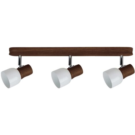 Plafonnier en Hêtre teinté Noyer Naturel Design Traditionnel 3 Douilles SVANTJE
