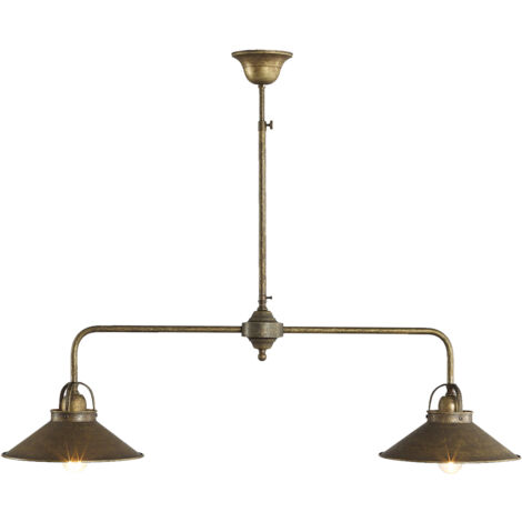 Plafonnier en laiton E27 en bronze antique mat Plafonnier industriel allongé à 2 lampes