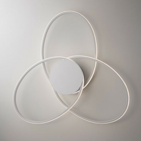 Plafonnier en métal blanc et aluminium avec 3 LED intégrées 67x h8 cm