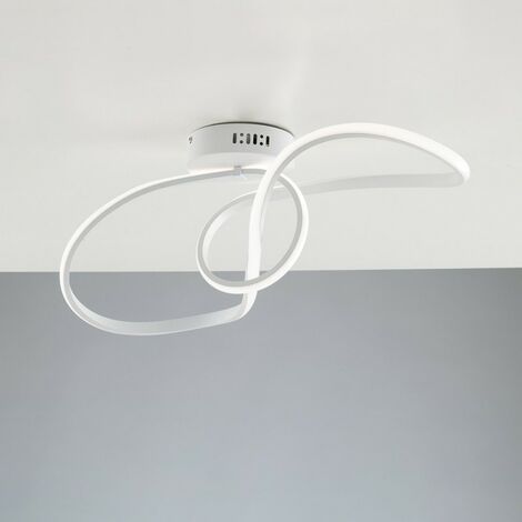 Plafonnier en métal blanc et aluminium avec LED intégrée 68x24x h24 cm