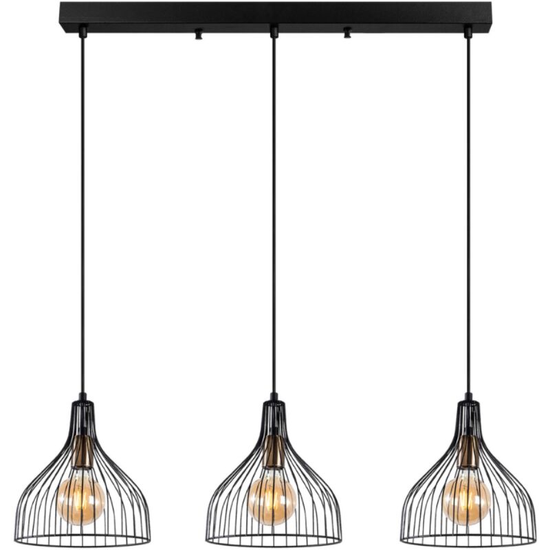 Concept-usine - marie - Plafonnier en métal noir - 3 lampes