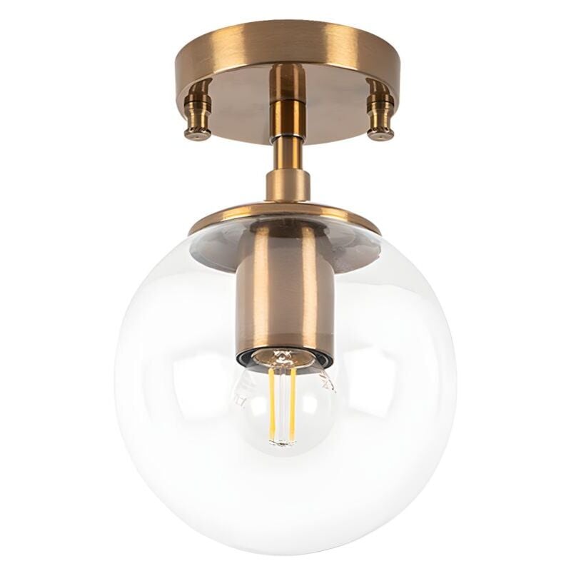 Plafonnier en métal avec globe - d. 15 x h. 23 cm - Vintage - barlati