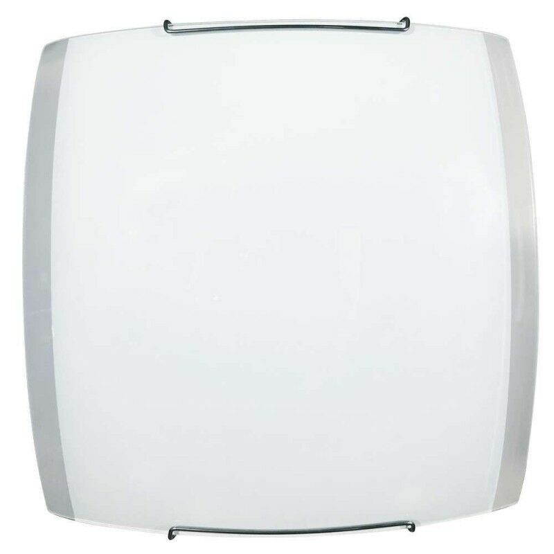 Plafonnier en plaque de verre blanc transparent crochets chromés 30x10xh.30 cm