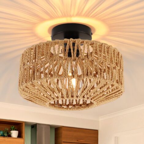 Plafonnier en rotin, lustre bohème, suspension de style industriel, lustre de plafond de style Wabi-sabi pour ferme, chambre, couloir, entrée, cuisine
