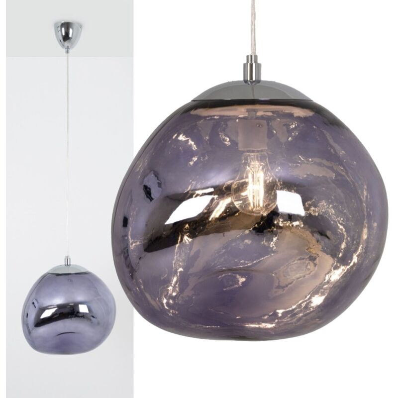 Plafonnier en verre métallisé violet E27, Ø36 cm