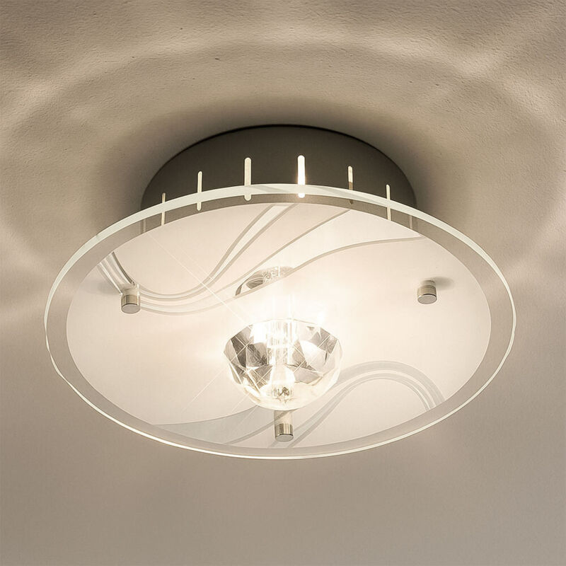 Plafonnier Plafonnier Lampe en cristal Lampe design Métal, verre miroir, cristaux de verre, verre 1x G9, d 18 cm