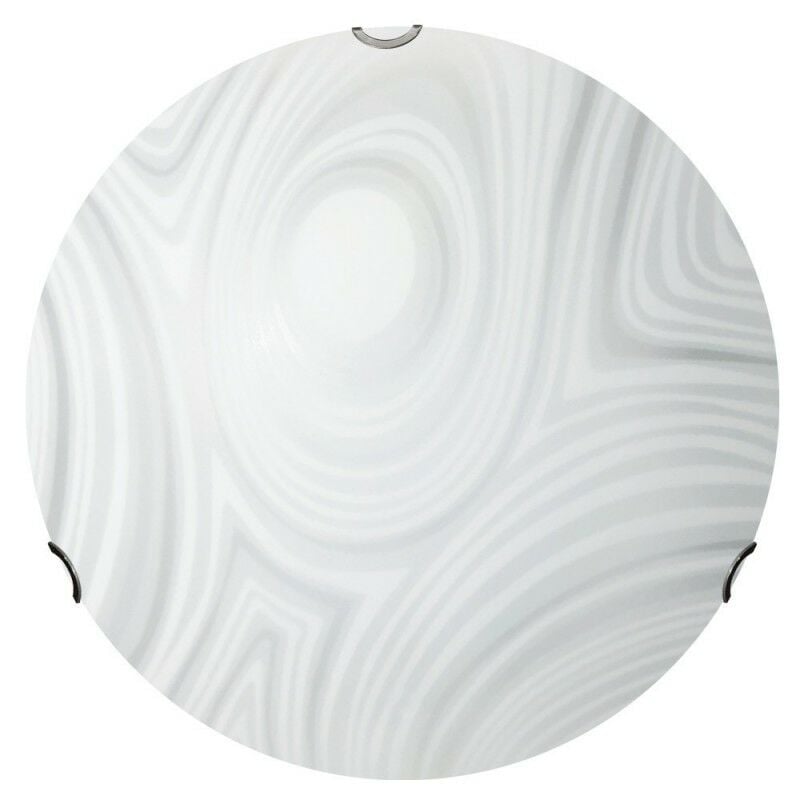 Energy - Plafonnier en verre blanc sablé avec crochets chromés diam 40 cm