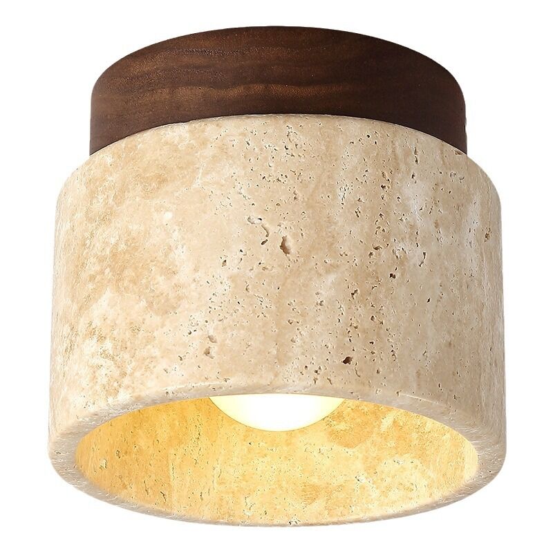 Kcvv - Plafonnier en verre vintage en pierre naturelle semi-encastré petit luminaire de couloir abat-jour en marbre du milieu du siècle moderne