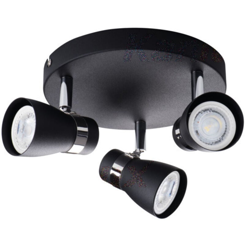 Applique Murale / Plafonnier en Saillie GU10 PAR16 3x10W IP20 Noir